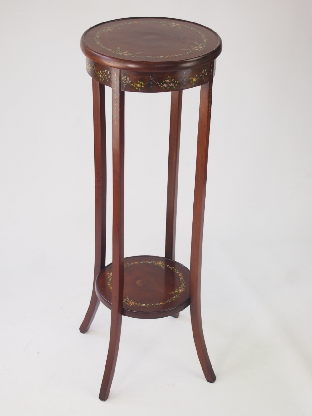 Edwardian Floral Painted Plant Stand or Jardiniere
