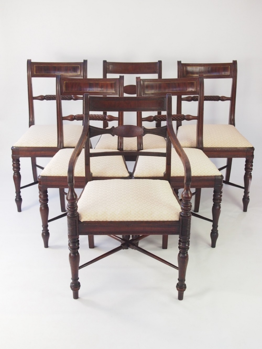 Harlequin Set of 6 Antique Regency Dining Chairs