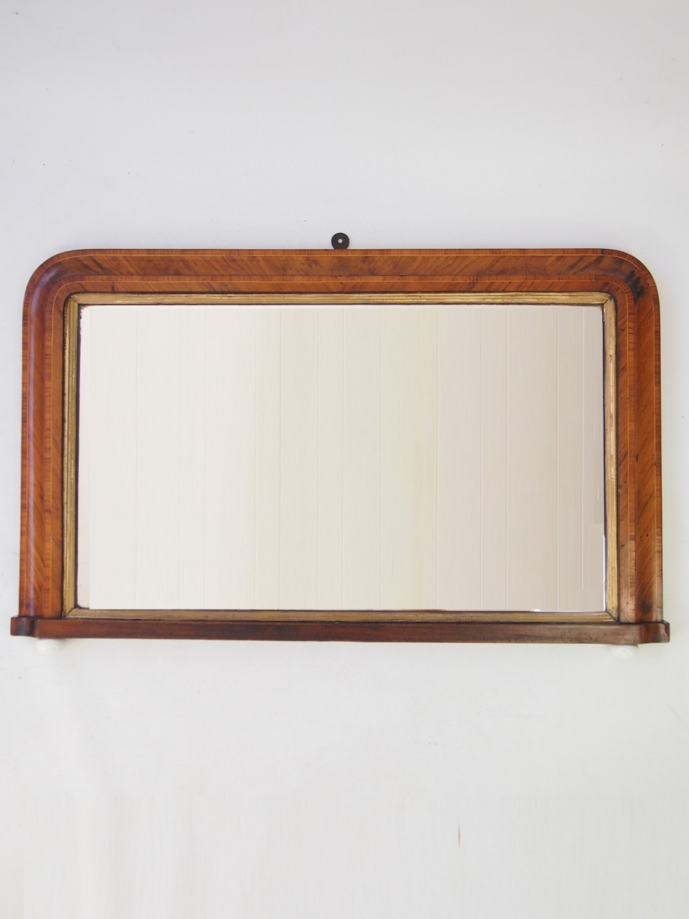 Antique Victorian Walnut Overmantle Mirror