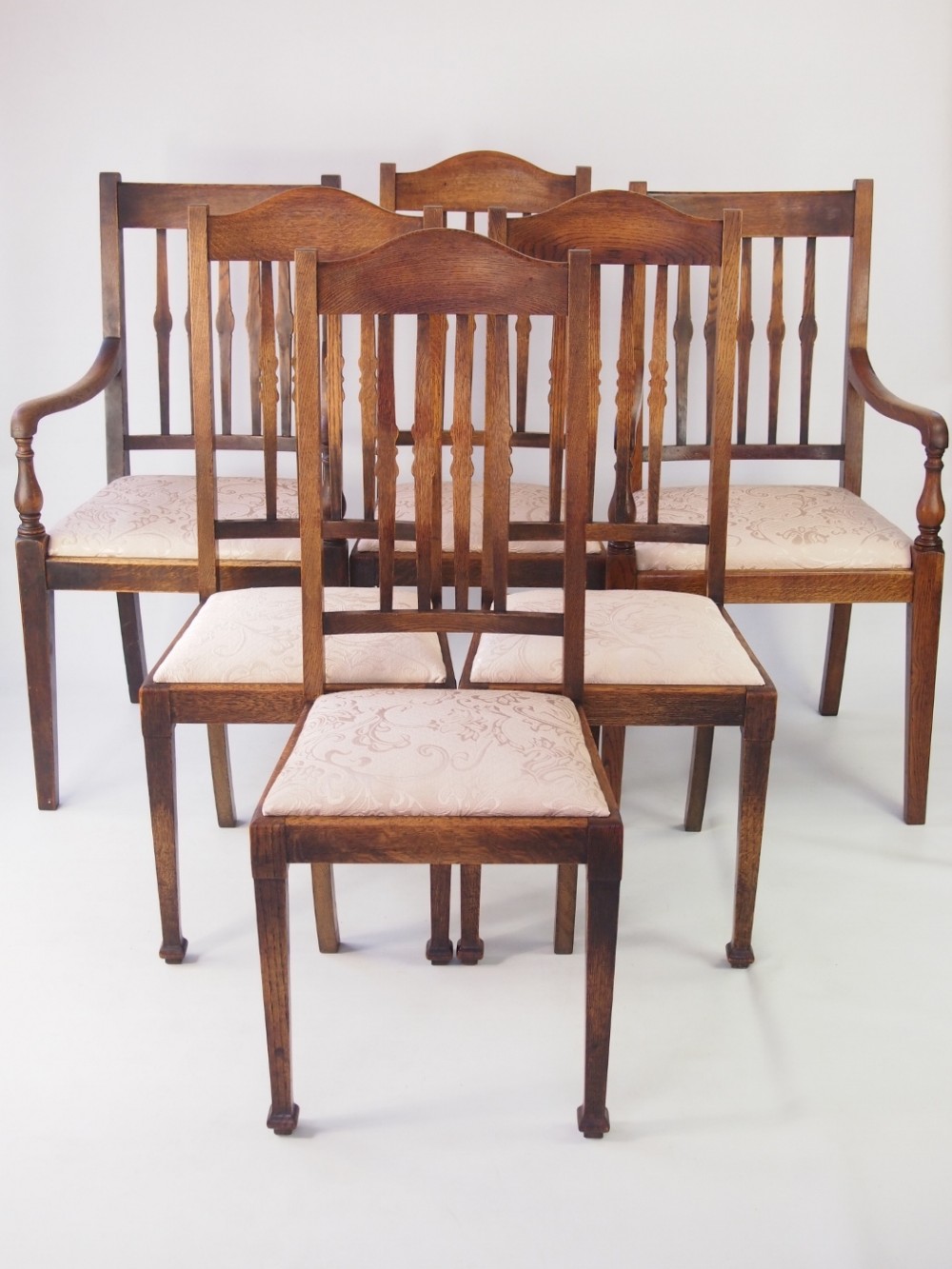 Harlequin Set 6 Oak Dining Chairs