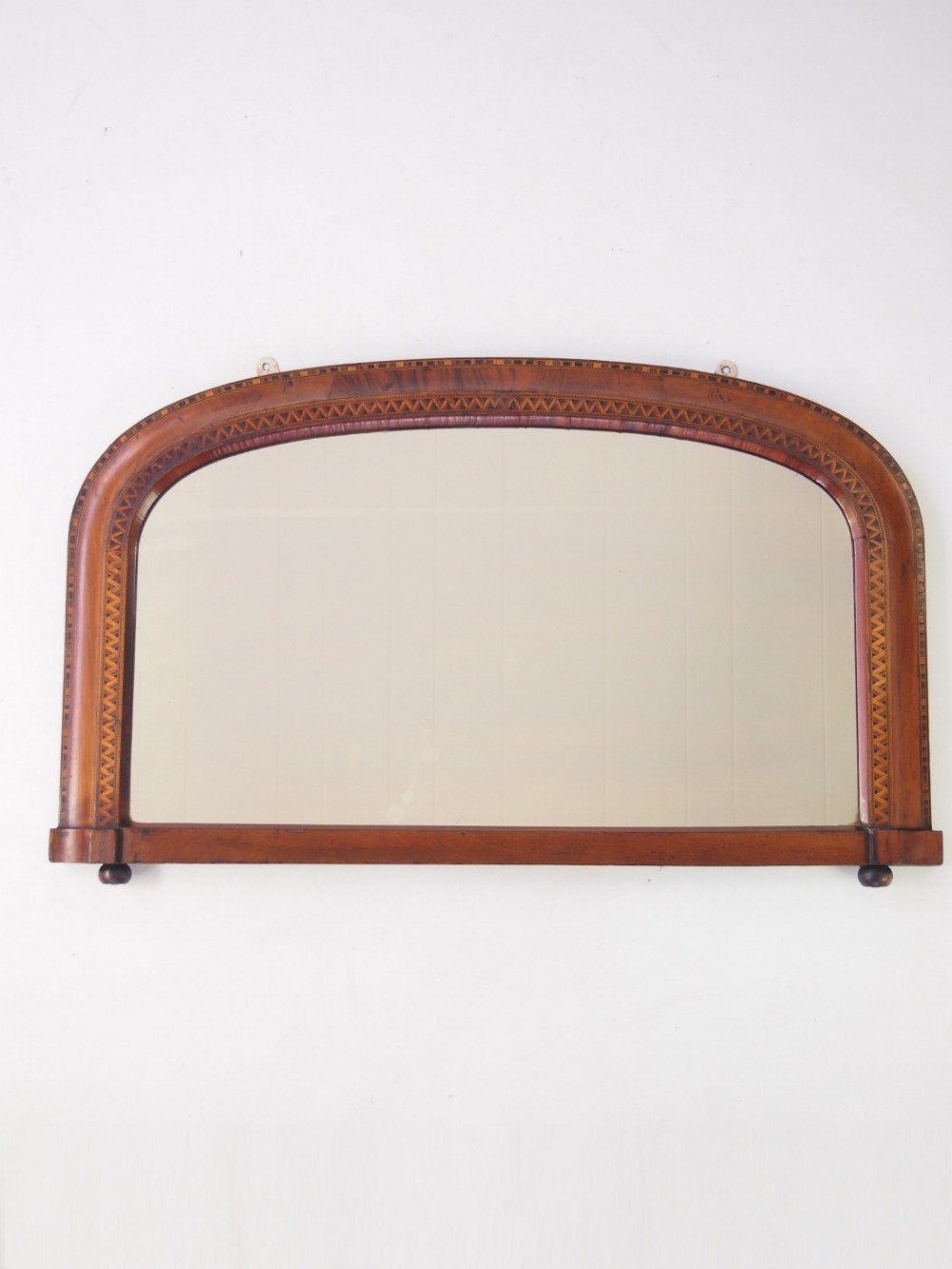 Small Victorian Walnut & Marquetry Overmantel Mirror