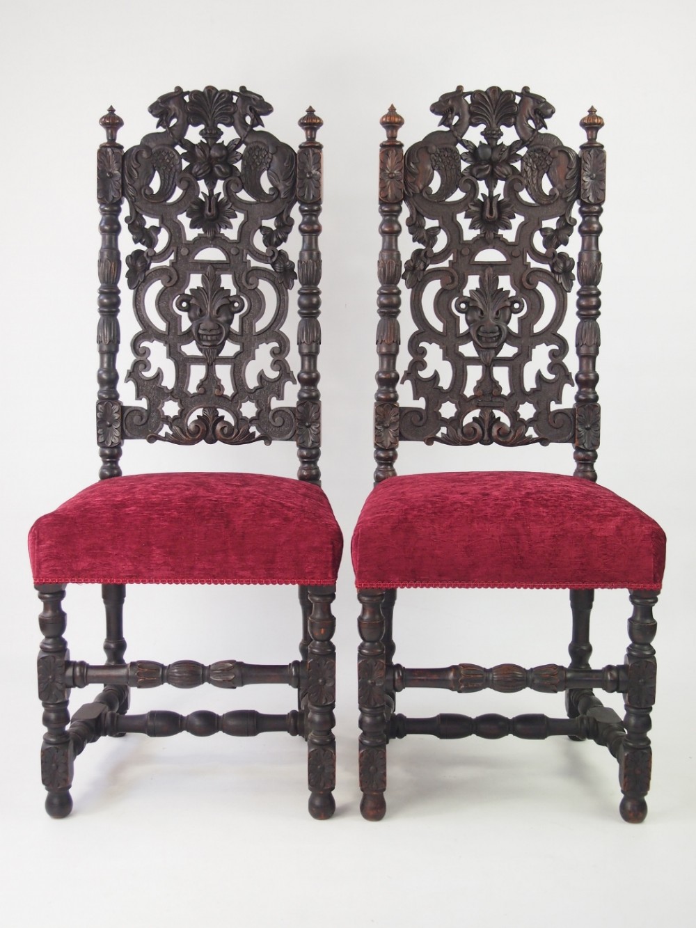 Tall Pair of Victorian Gothic Revival Chairs