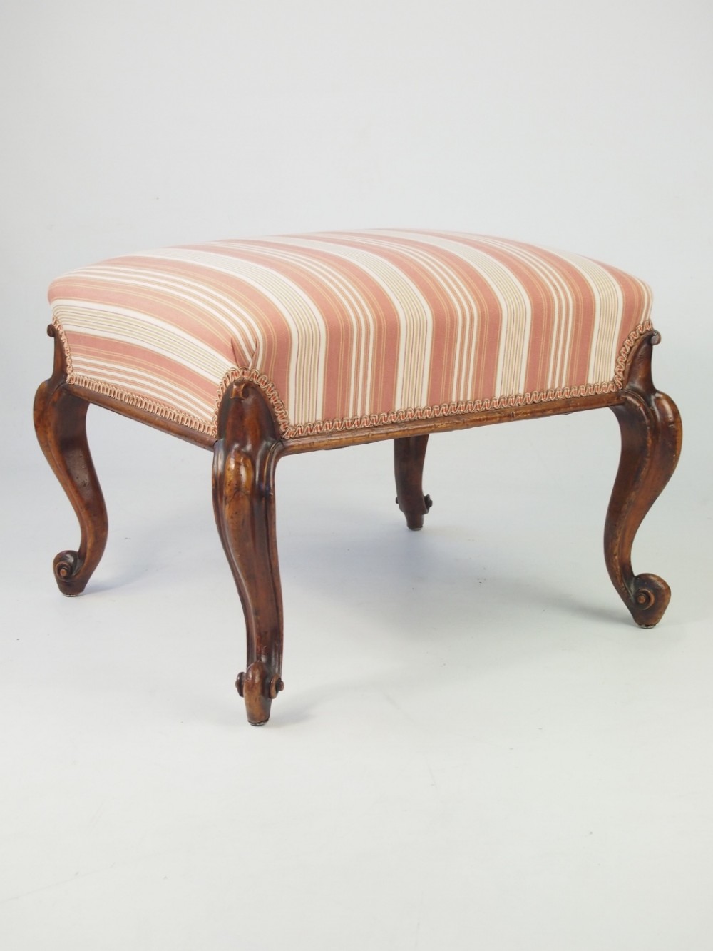 Victorian Walnut Stool with Cabriole Legs