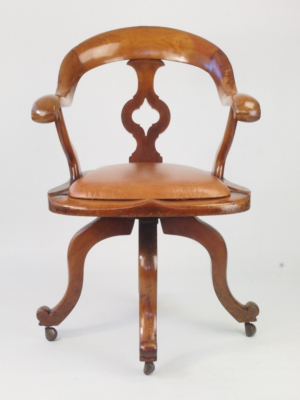 Victorian Mahogany and Leather Swivel Desk Chair