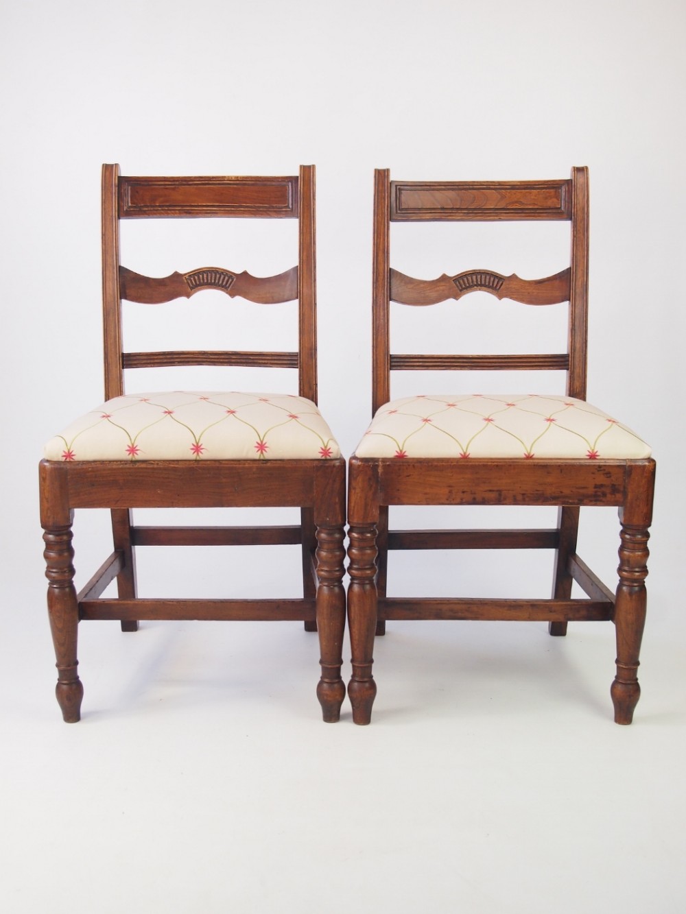 Pair Antique Georgian Elm Side Chairs