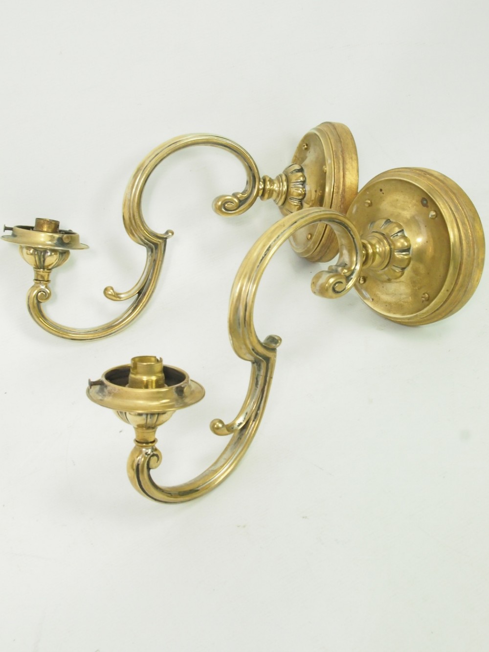 Pair Antique Brass Wall Lights or Sconces