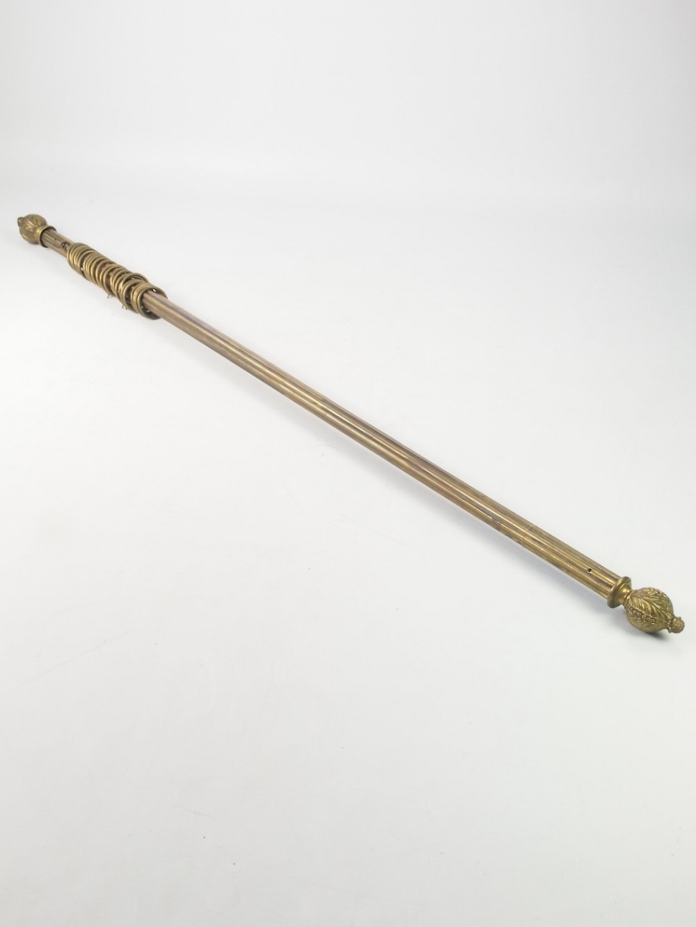 Antique Victorian Brass Curtain Pole & Rings