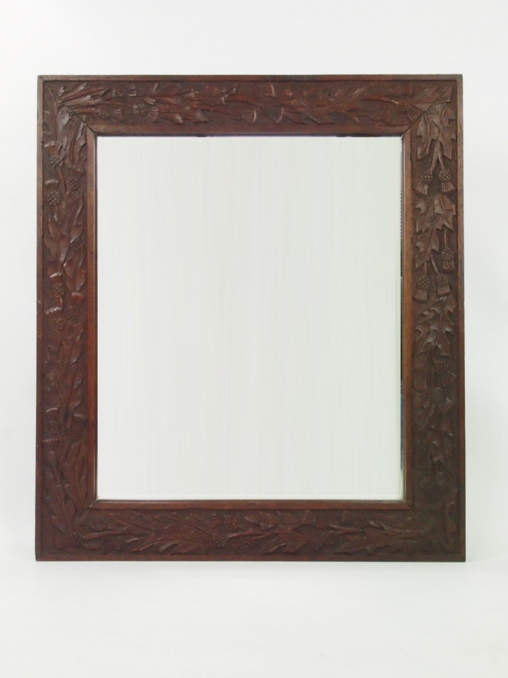 Thistle Carved Oak Wall Mirror