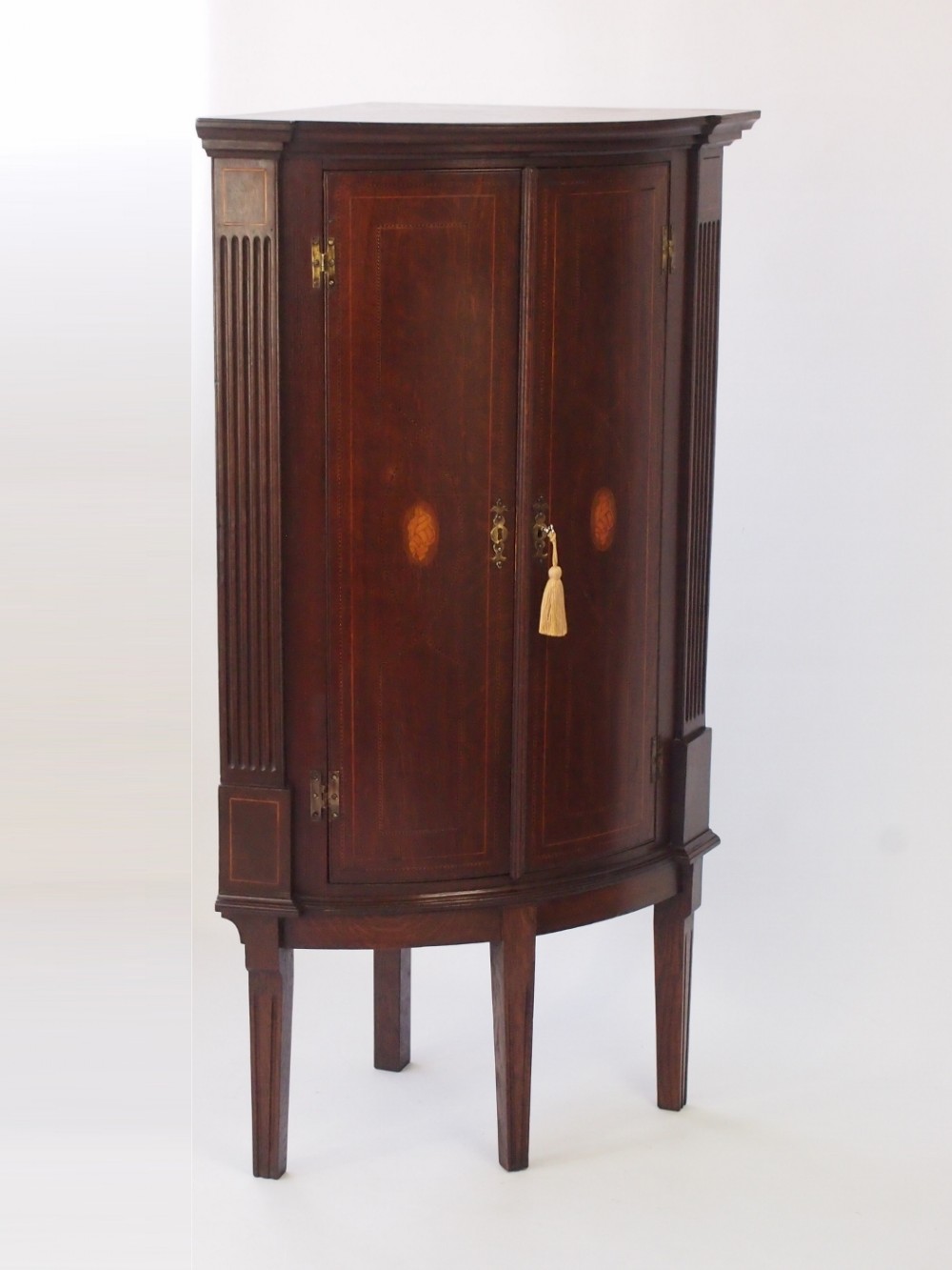 Georgian Bow Fronted Oak Floor Standing Corner Cupboard
