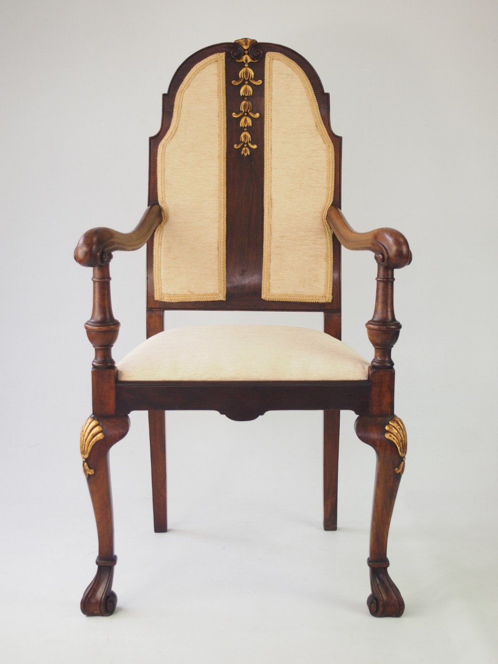 Walnut & Gilt Open Amchair