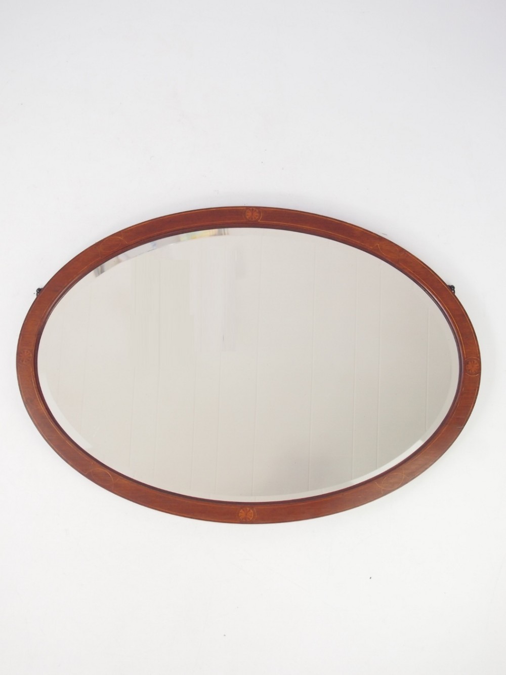 Edwardian Oval Mahogany Framed Mirror with Label