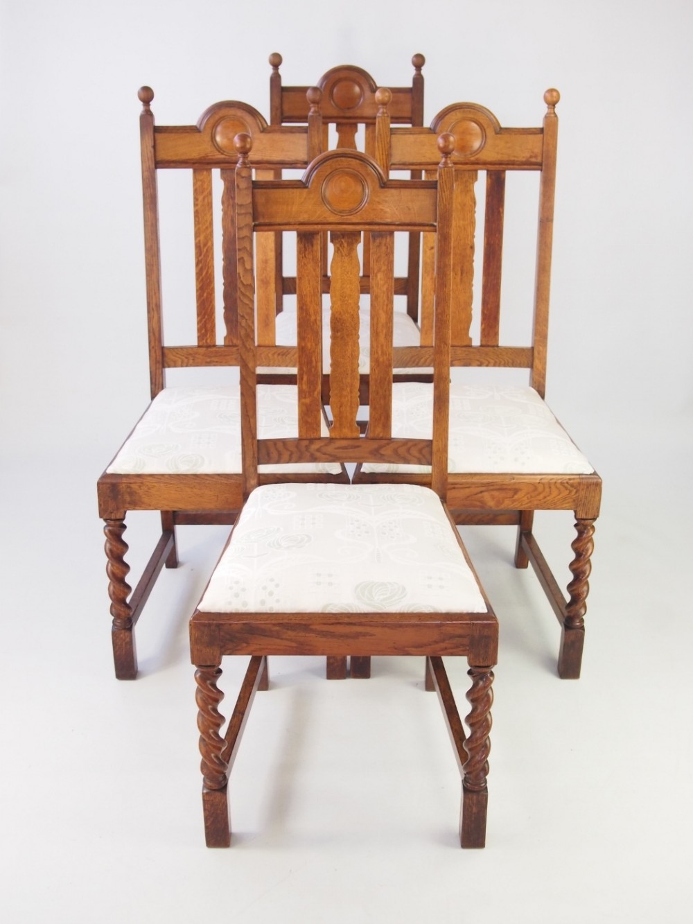 Set 4 Edwardian Oak Dining Chairs