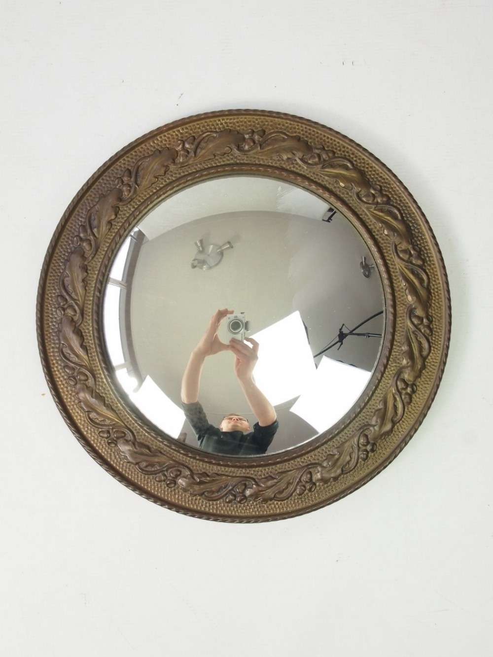Arts & Crafts Brass Convex Mirror
