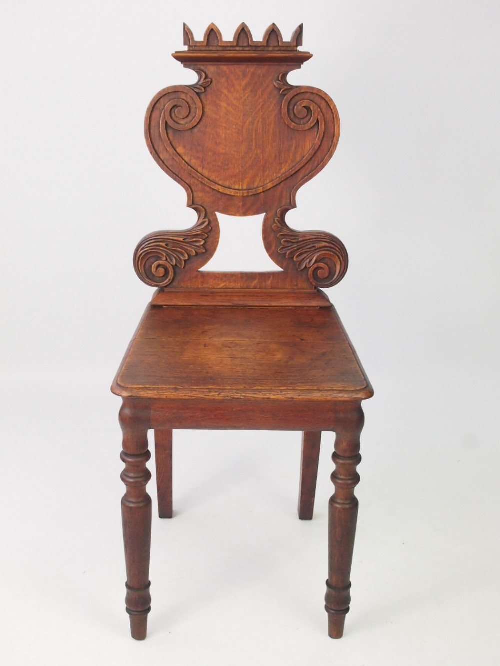Victorian Oak Shield Back Hall Chair