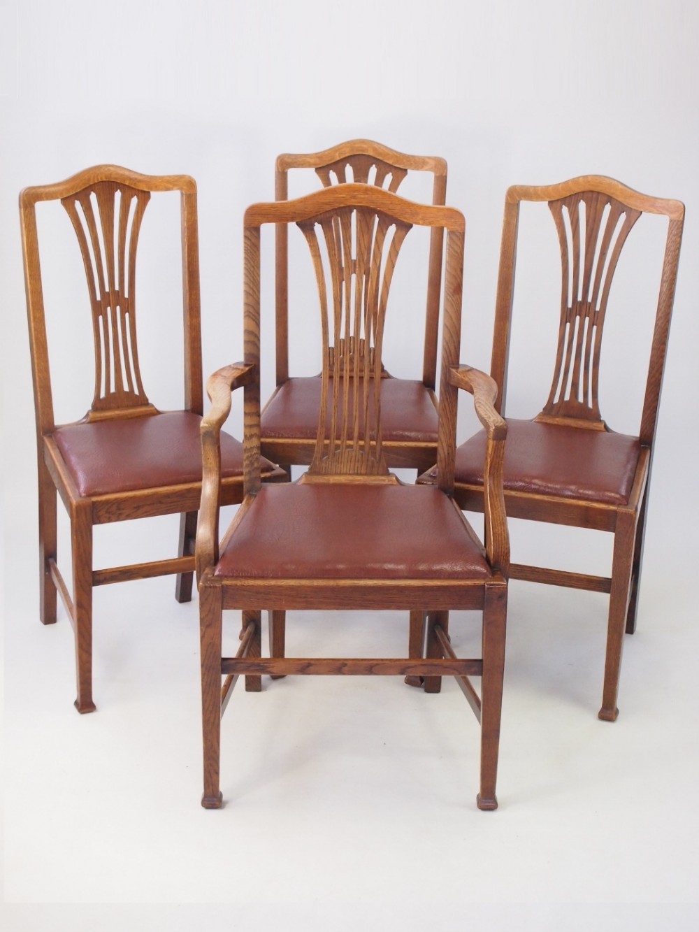 Set 4 Edwardian Oak Dining Chairs