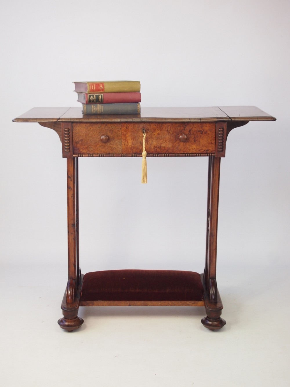 Victorian Burr Walnut Drop Leaf Side Table