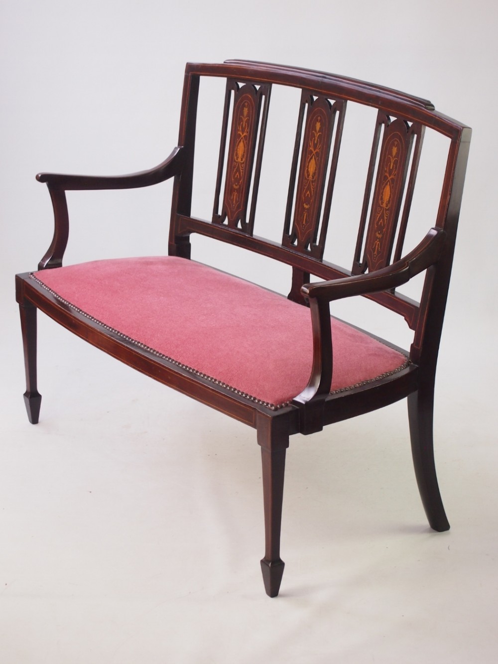 Edwardian Mahogany & Inlaid Settee or Sofa
