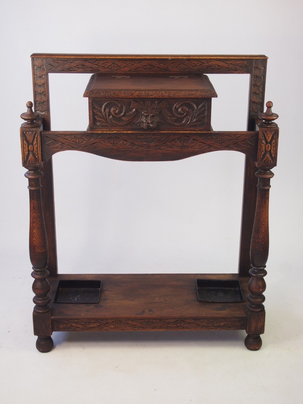 Victorian Gothic Carved Oak Hall Stand or Umbrella Stand