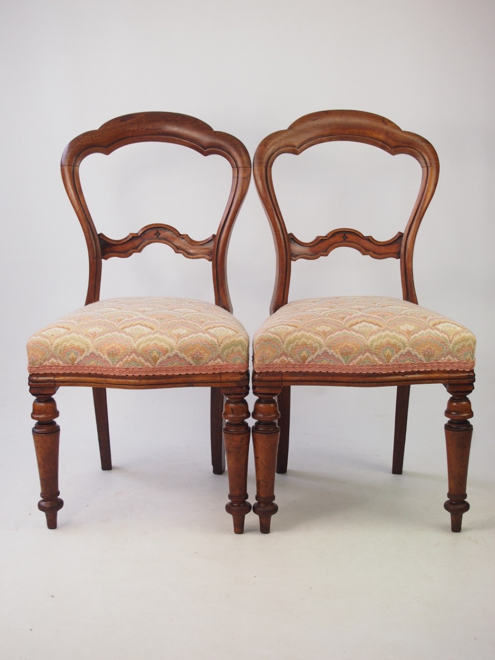 Pair Antique Victorian Balloon Back Chairs