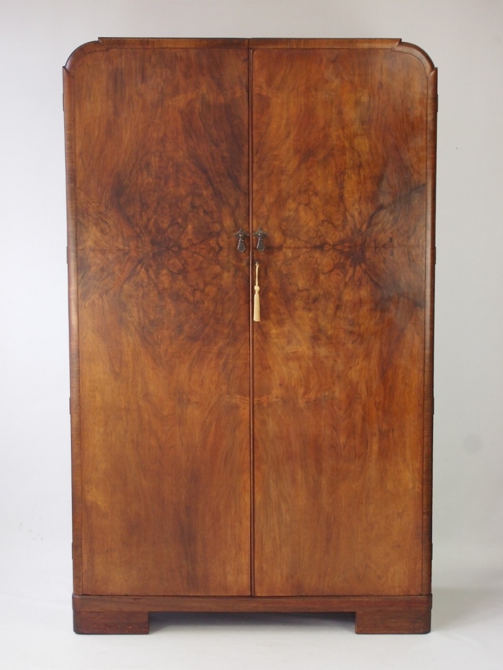 Art Deco Walnut Wardrobe with Fitted Interior