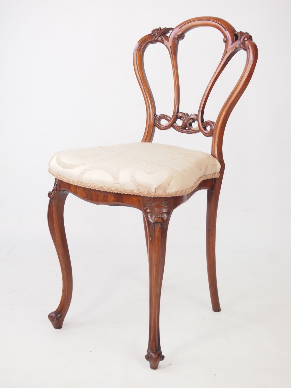 Small Victorian Walnut Balloon Back Chair