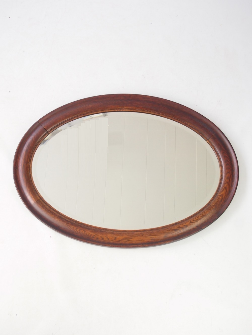 Large Oval Oak Framed Mirror