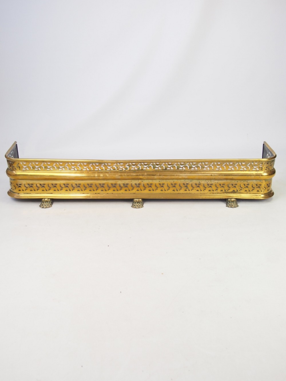 Victorian Brass Fire Fender with Lions Paw Feet