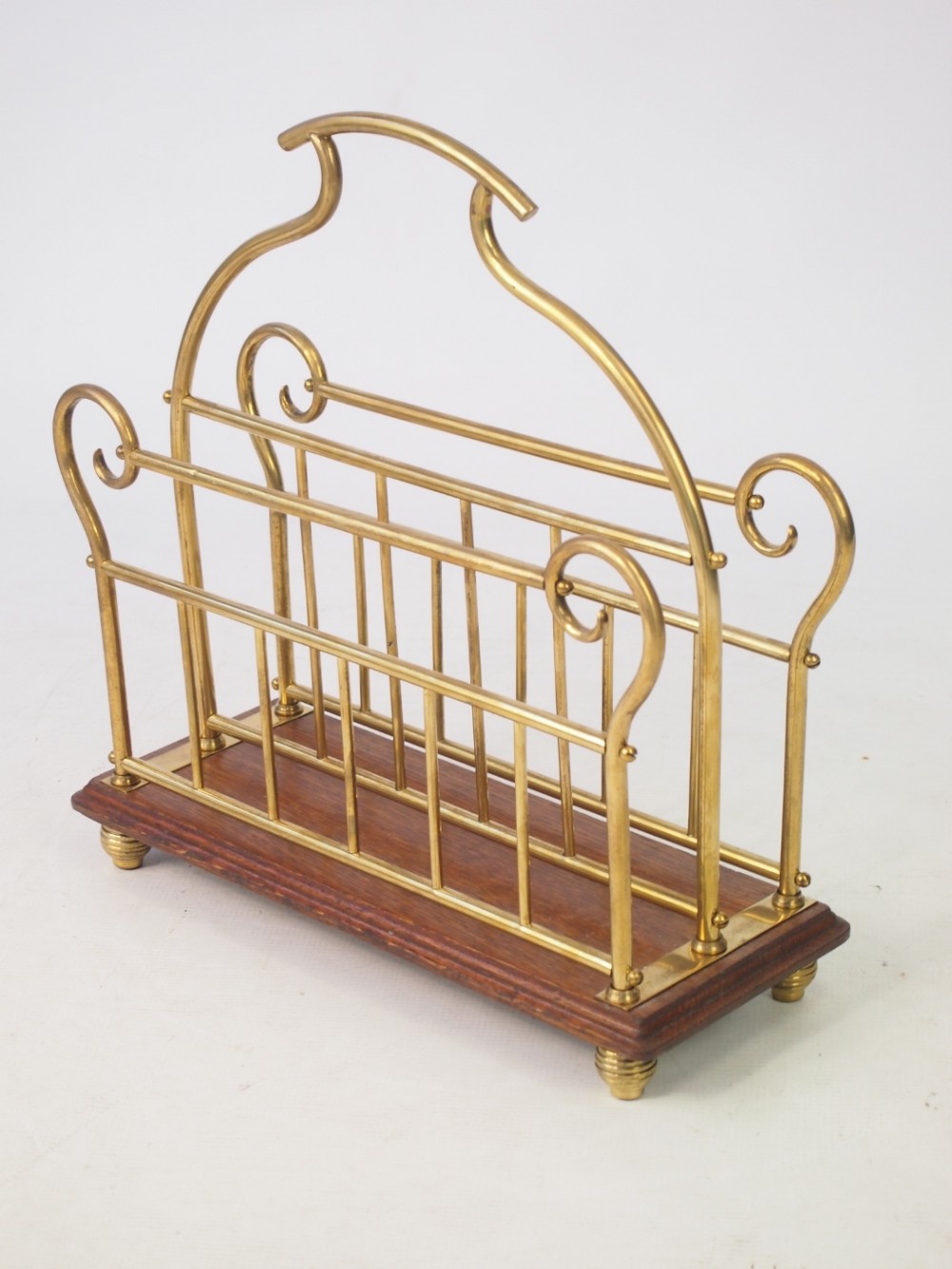 Edwardian Brass & Oak Newspaper Stand