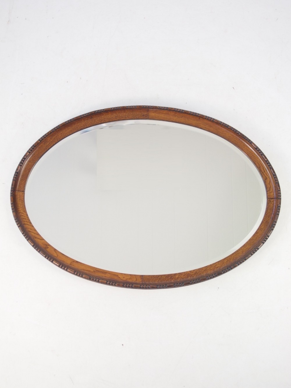 Oval Oak Framed Wall Mirror or Overmantle