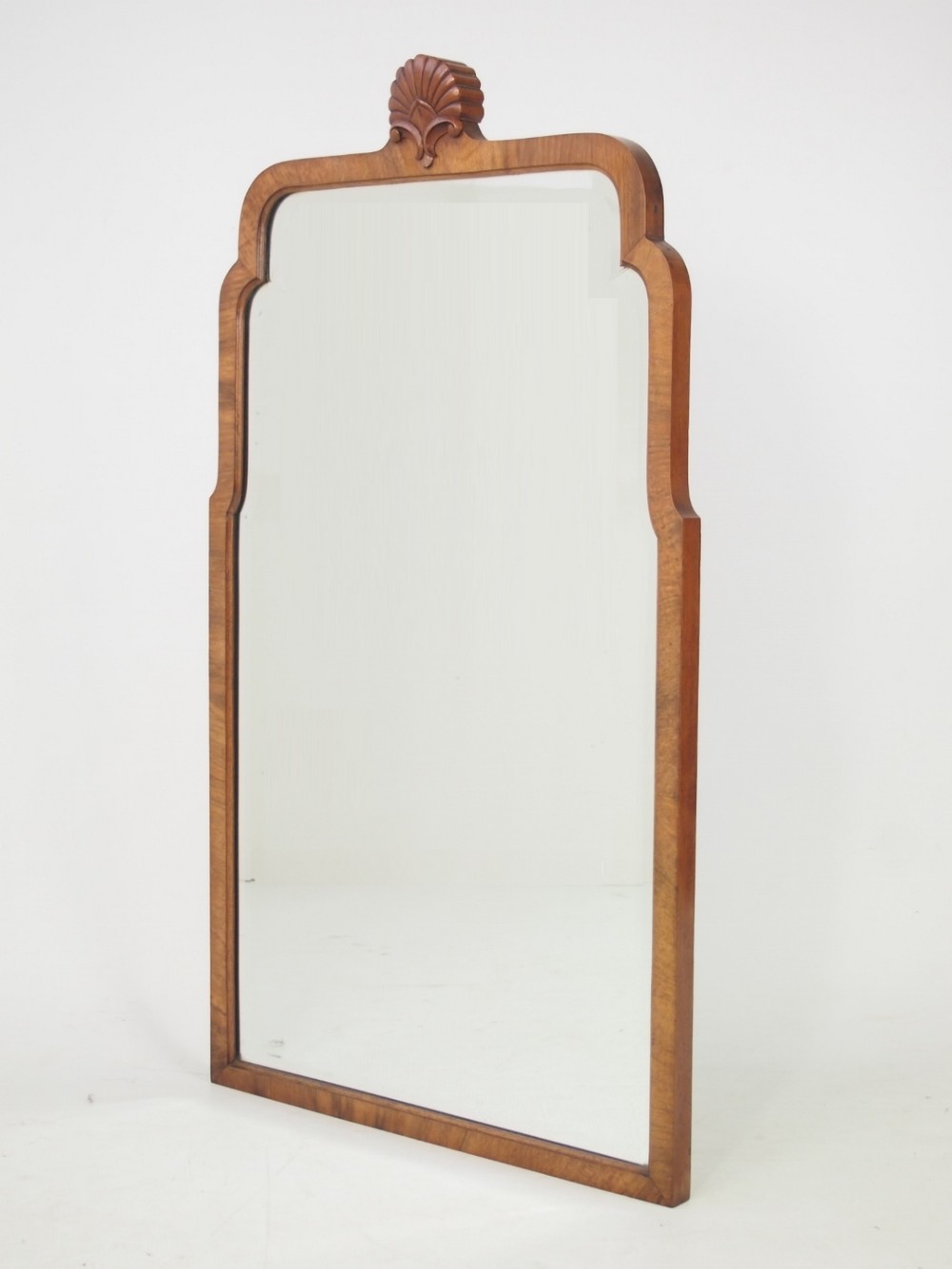 Walnut Framed Shell Carved Mirror