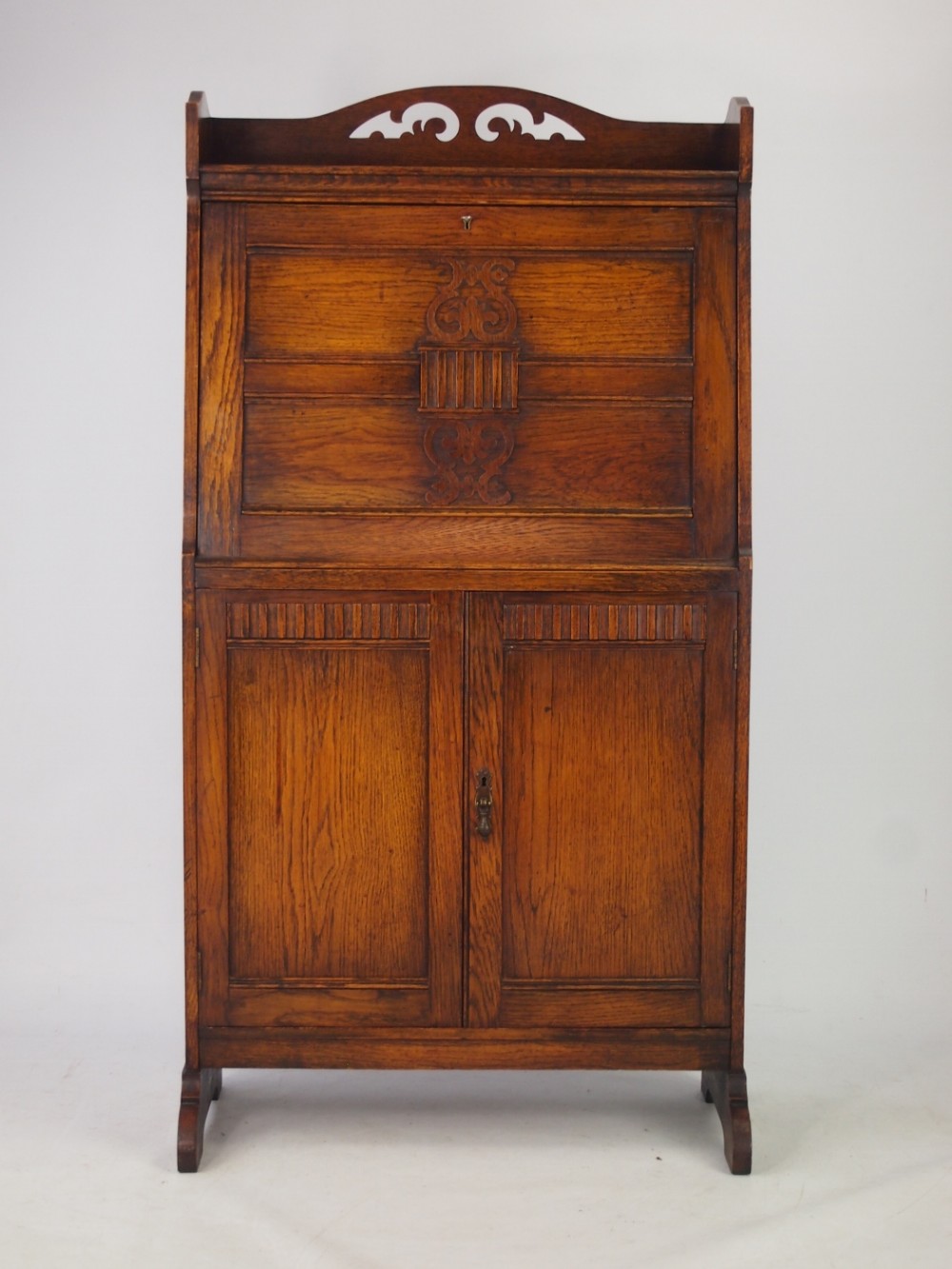 Tall & Slim Edwardian Oak Bureau