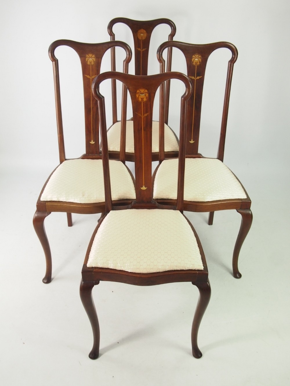 Set 4 Edwardian Art Nouveau Dining Chairs