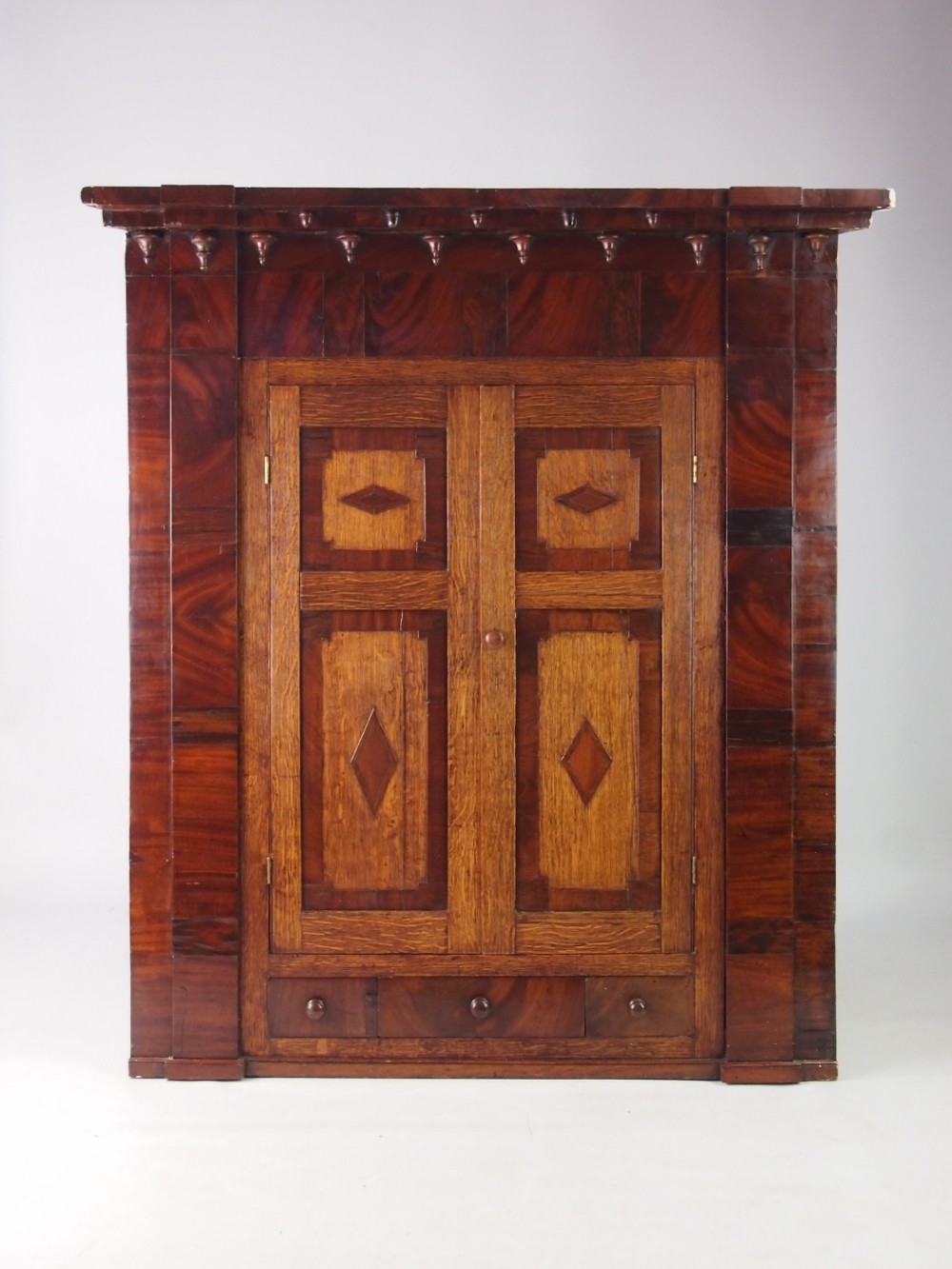 Large Georgian Oak & Mahogany Corner Cupboard
