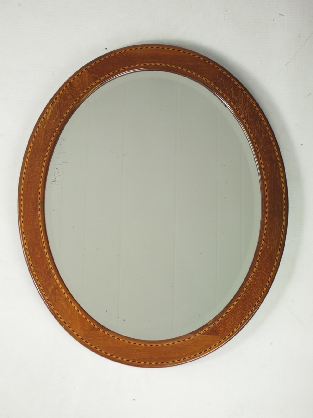 Edwardian Mahogany & Inlaid Oval Mirror