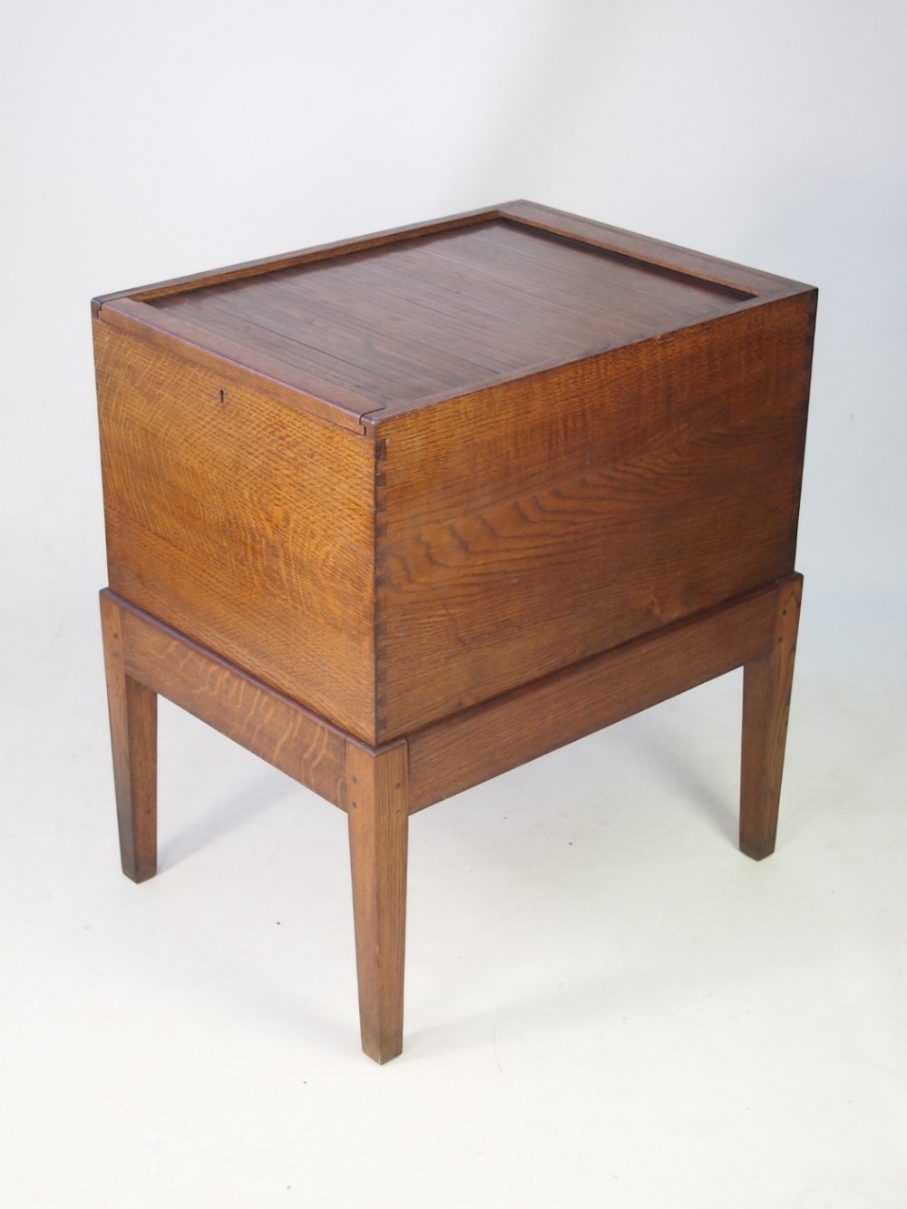 Oak Tambour Top Filing Cabinet
