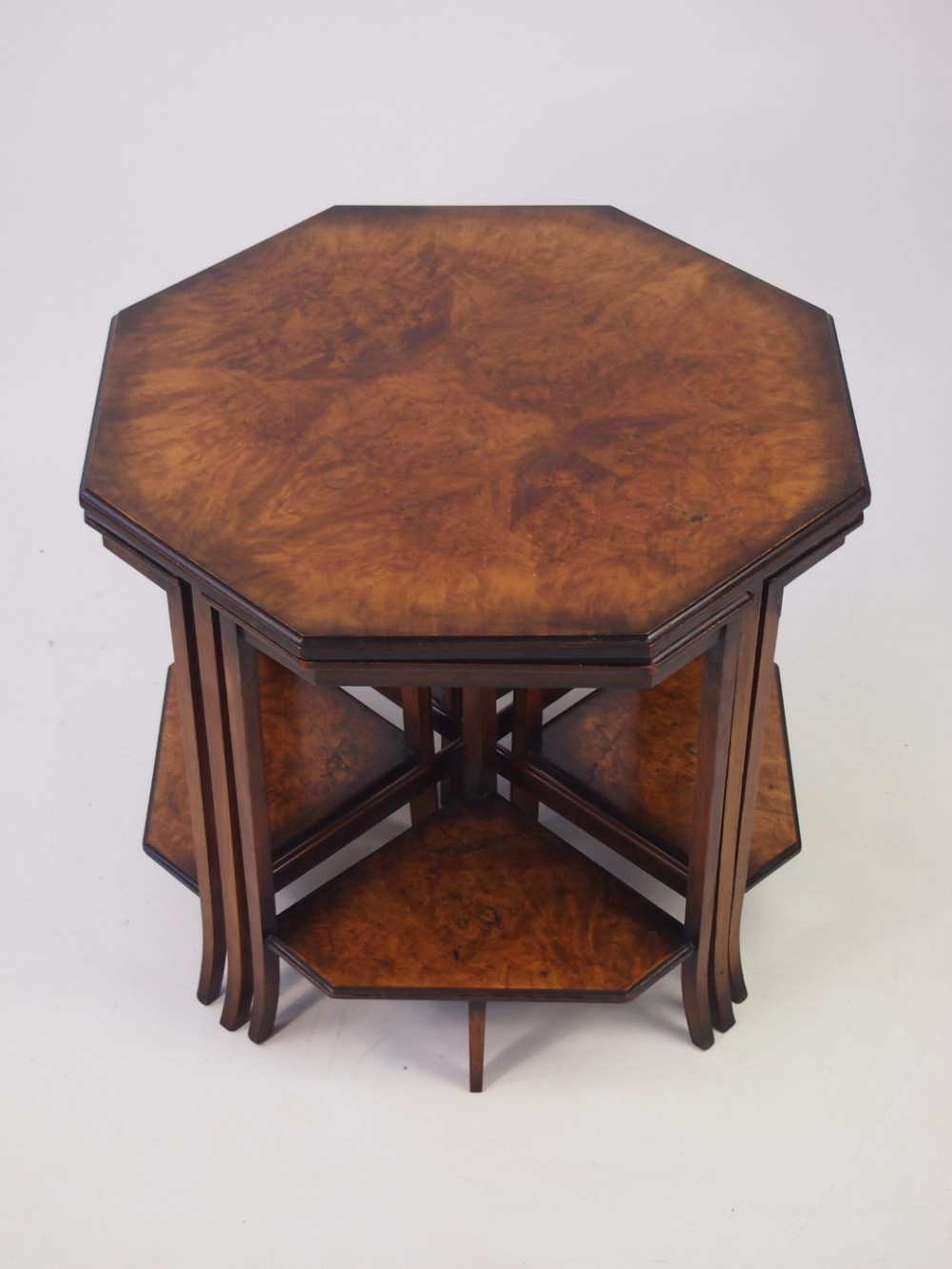 Nest of 5 Art Deco Walnut Tables