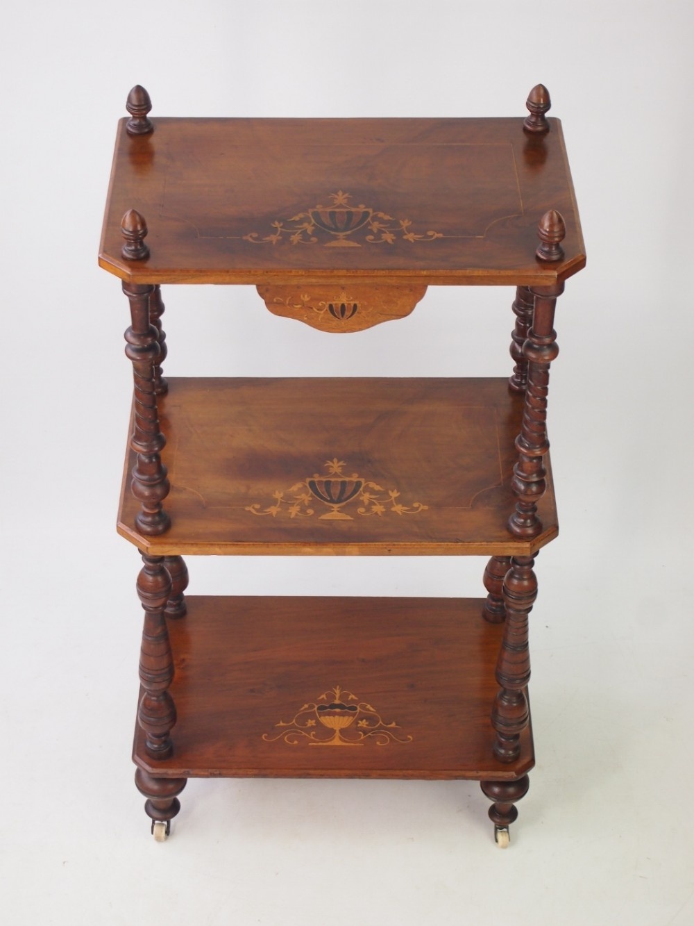 Antique Victorian Walnut & Inlaid Whatnot
