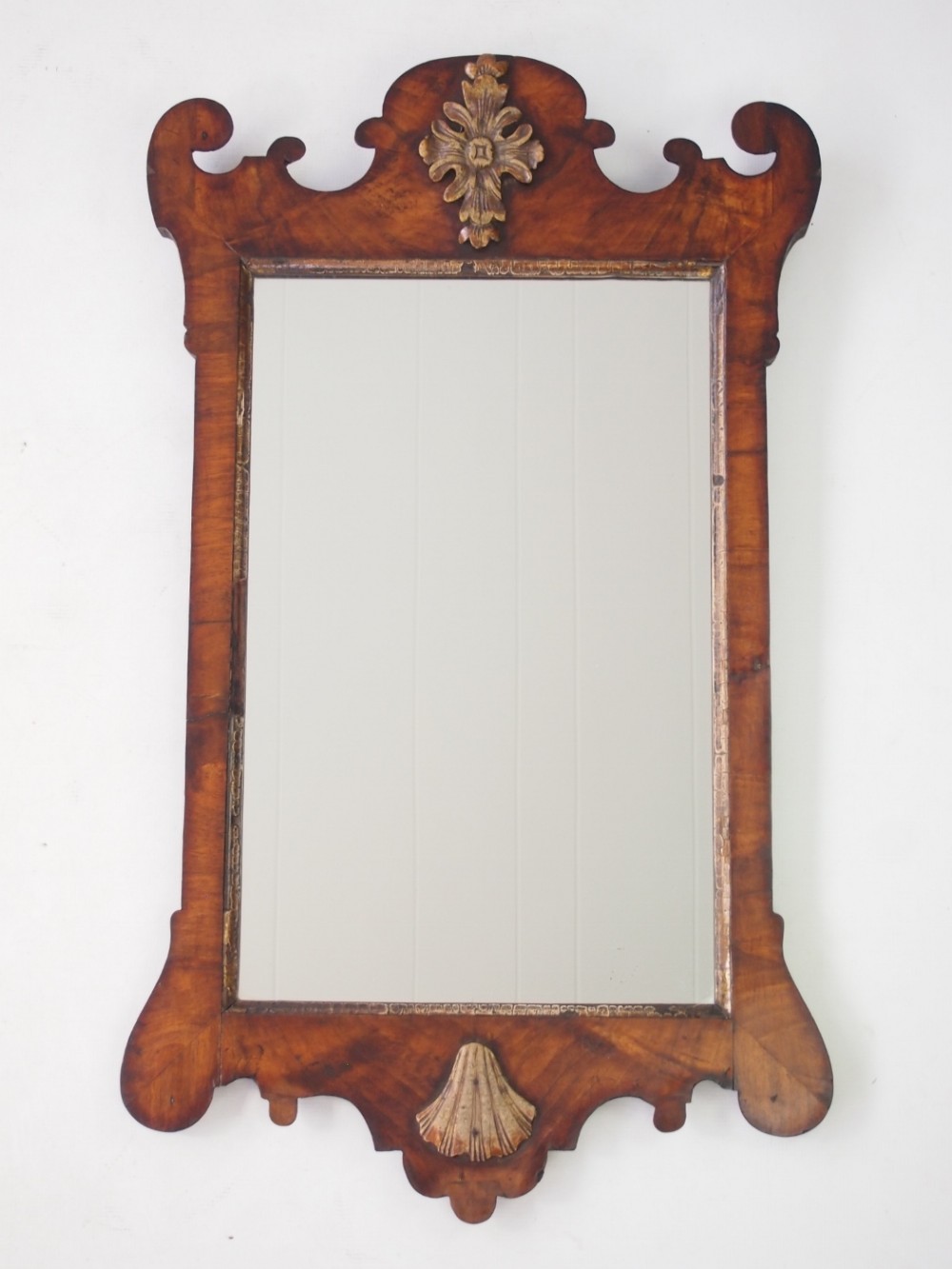 Antique George I Fretwork Walnut Mirror