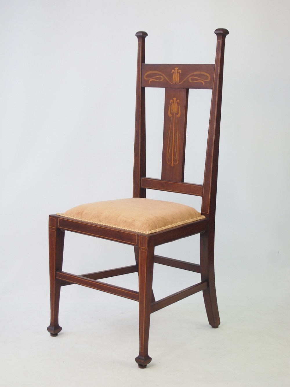 Arts & Crafts Mahogany Inlaid Side Chair or Desk Chair