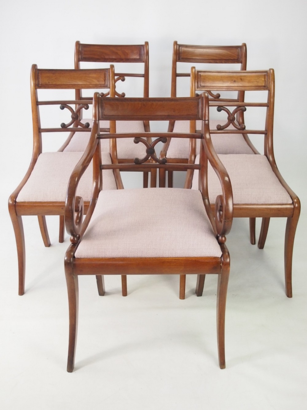 Set 5 Antique Regency Mahogany Dining Chairs