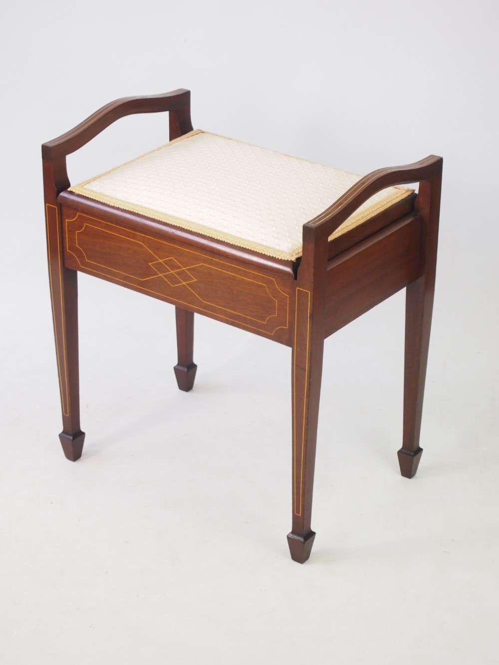 Edwardian Mahogany & Inlaid Piano Stool