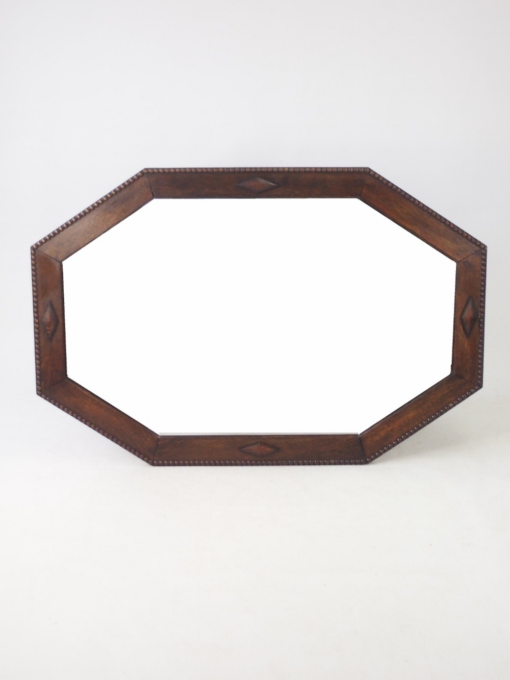 Large Octagonal Oak Framed Mirror or Overmantle