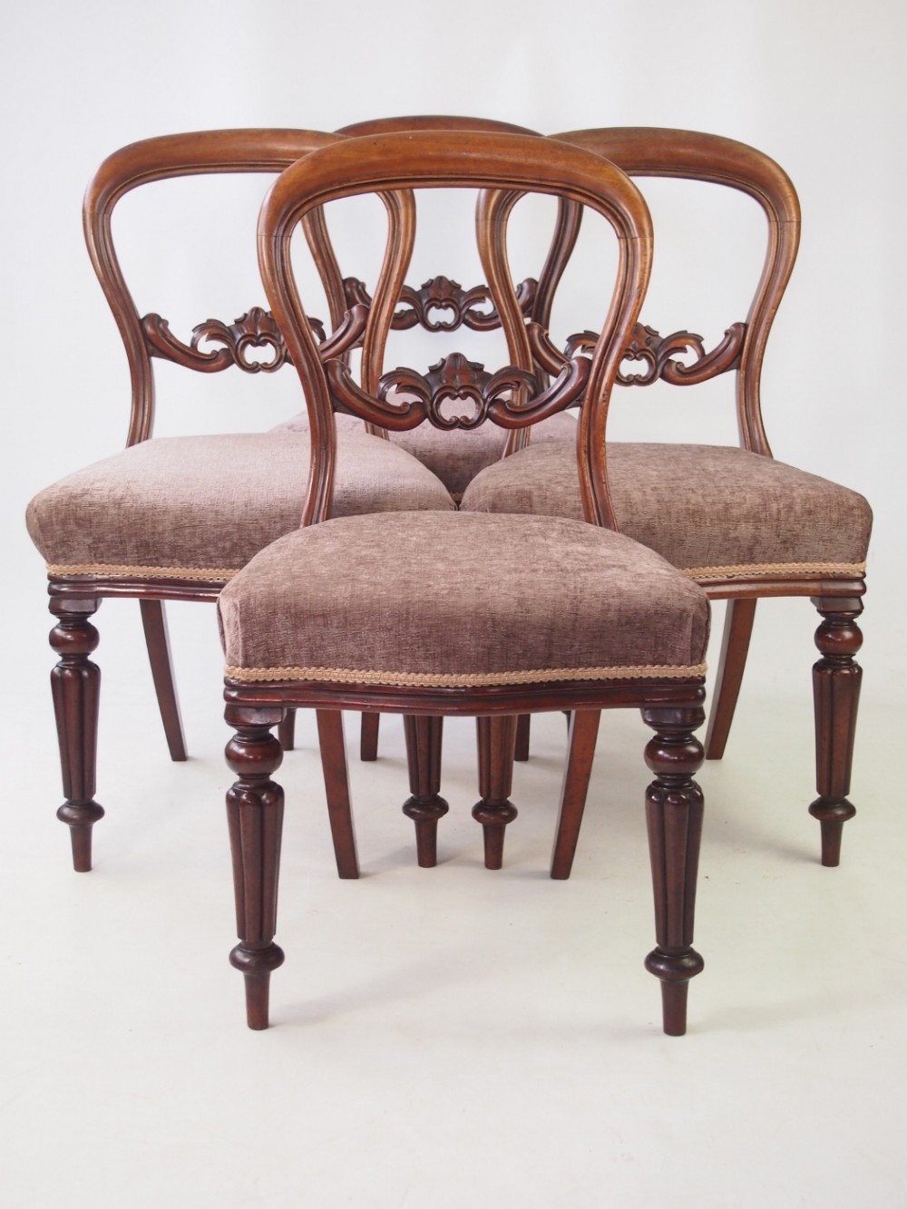 Set 4 Antique Victorian Mahogany Dining Chairs