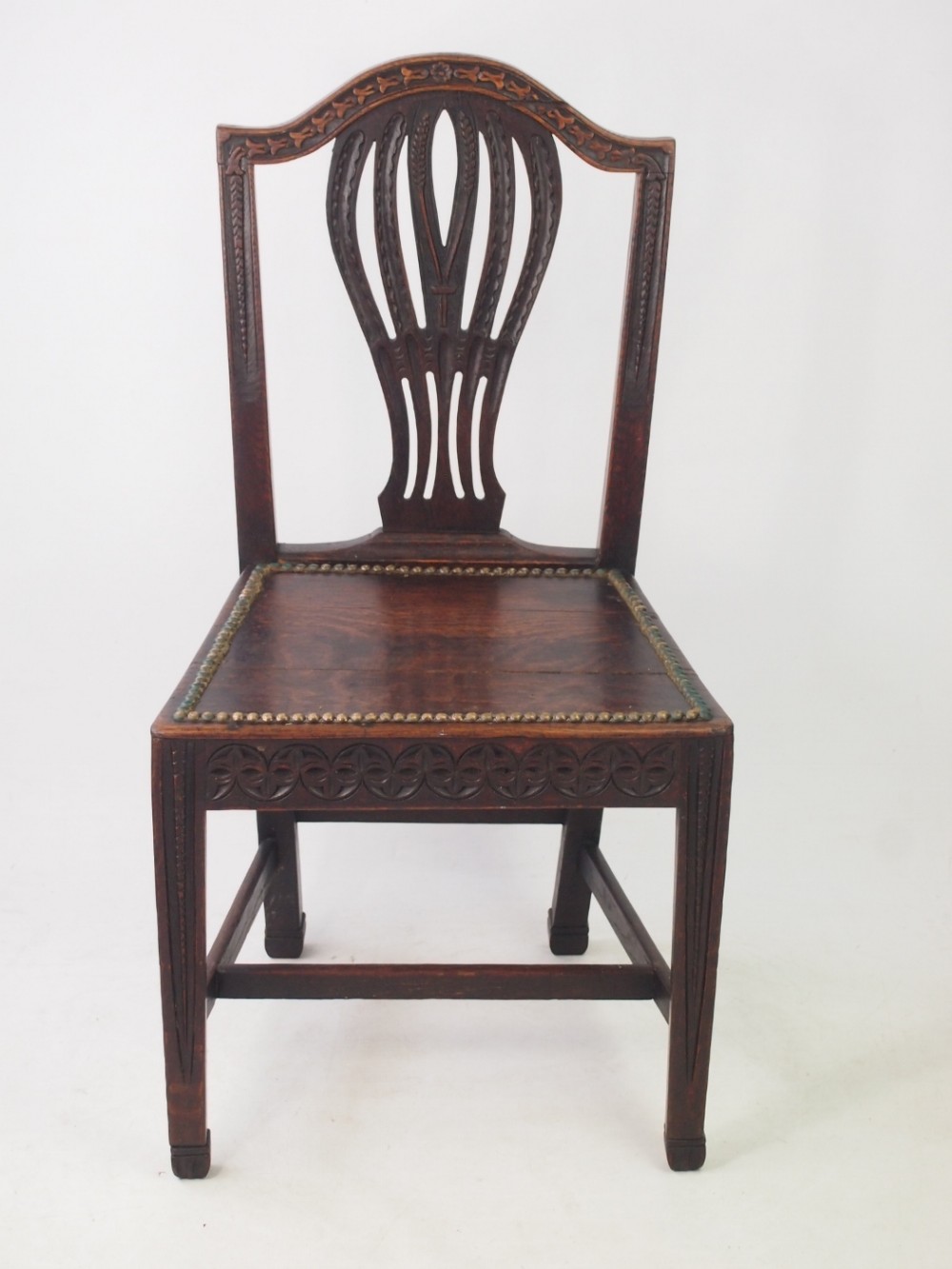 19th Century Oak Chair Carved with Cats
