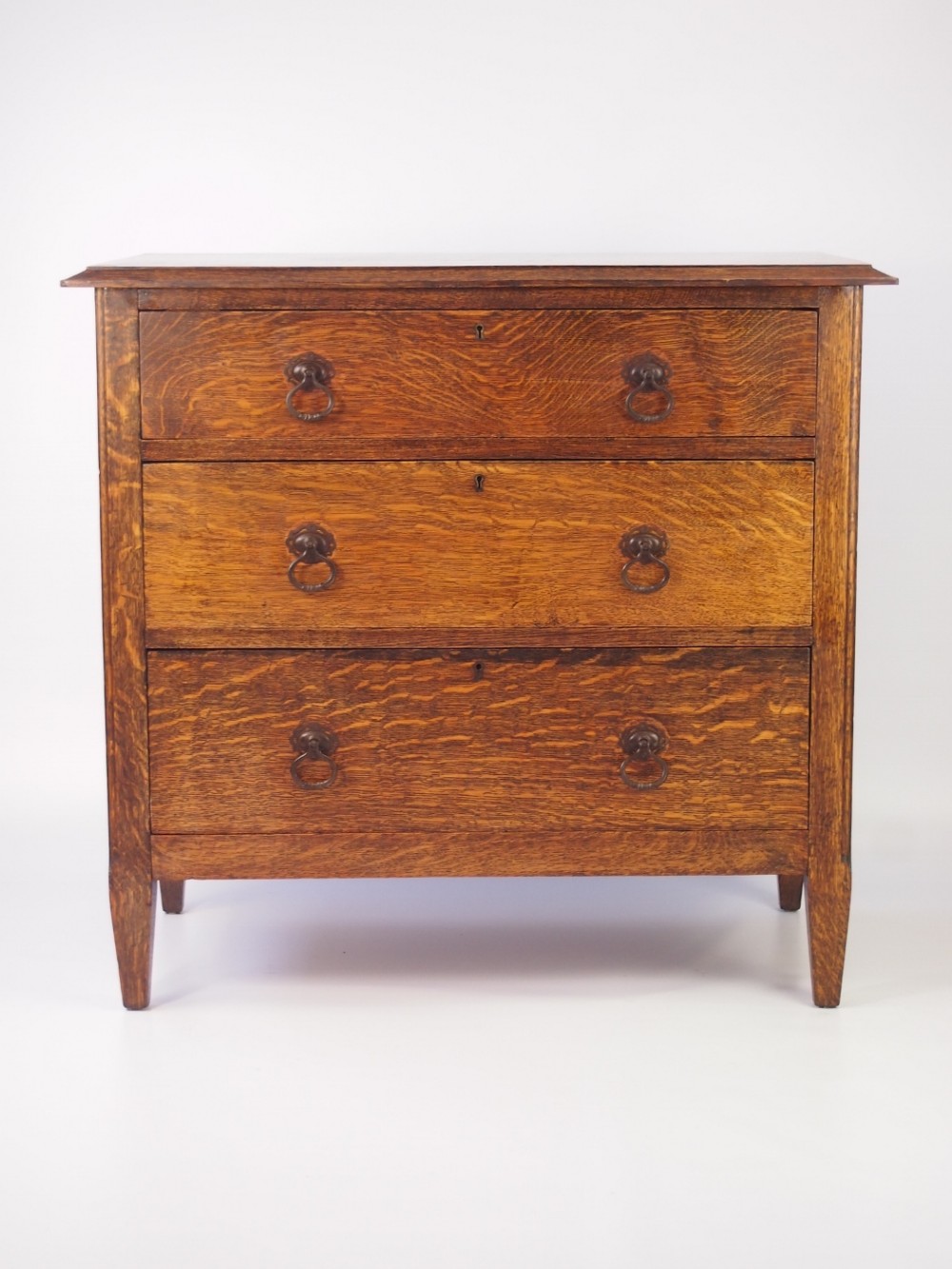 Small Edwardian Arts & Crafts Oak Chest of Drawers