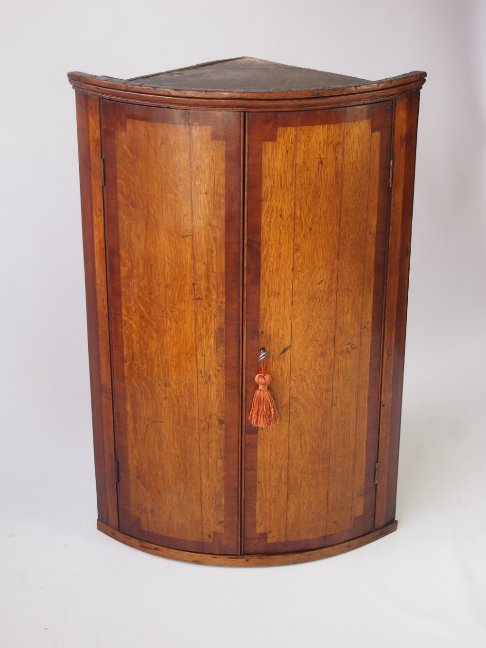 Georgian Oak Bow Front Corner Cupboard