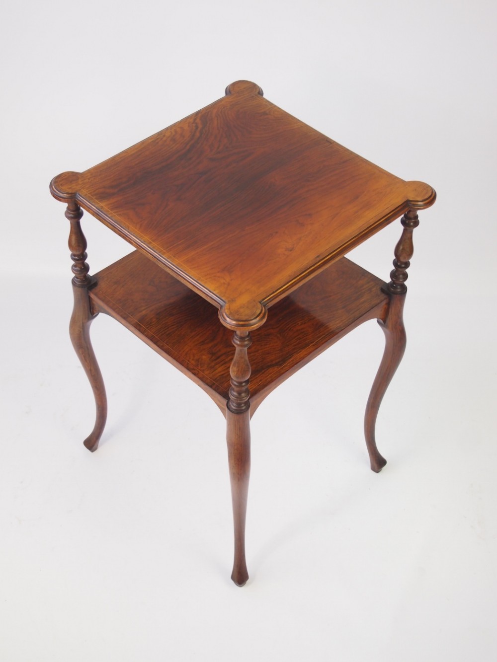Edwardian Rosewood Two Tier Lamp Table with Label
