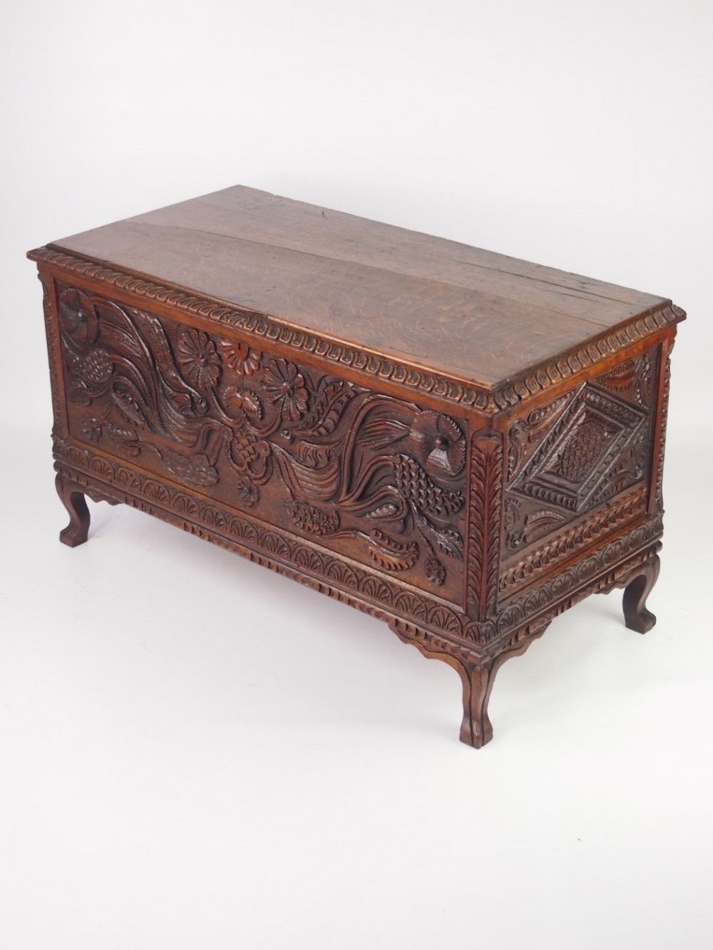 Carved Oak Blanket Chest or Coffer