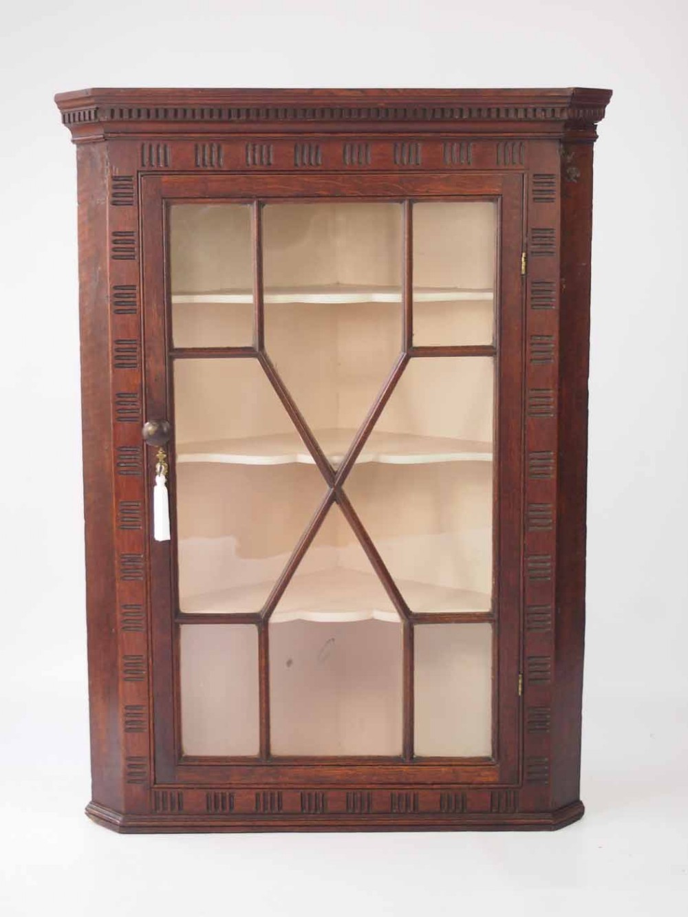 Georgian Oak Corner Cabinet with Astragal Glazed Door