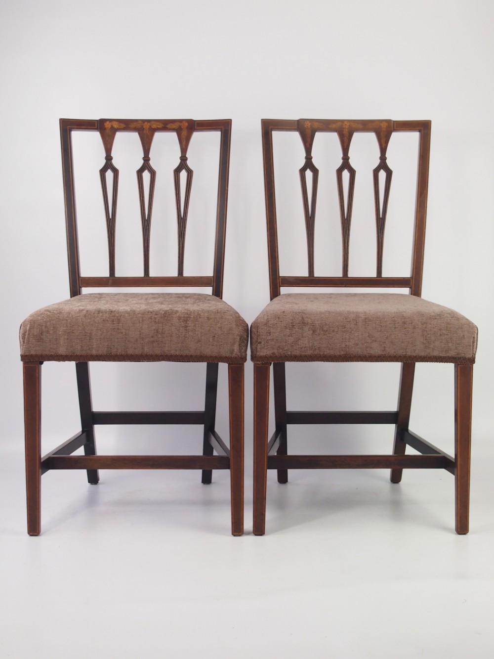 Pair Edwardian Mahogany & Inlaid Side Chairs